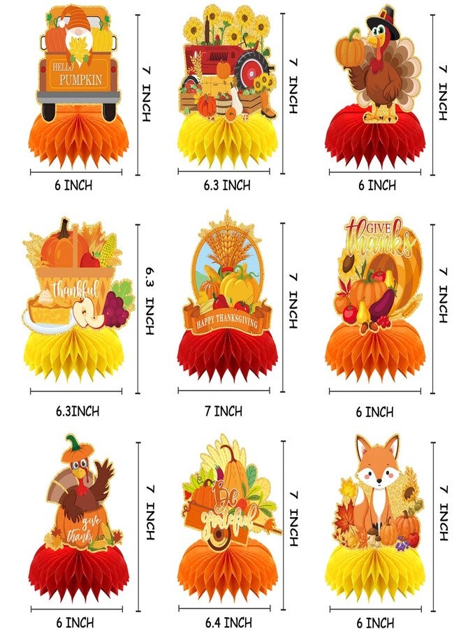 Qpout 9PCS Fall Party Decorations Honeycomb Centerpieces, Thanksgiving Table Centerpieces for Dinner Table, Autumn Honeycomb Decor for Friendsgiving & Fall Festival - Image 2